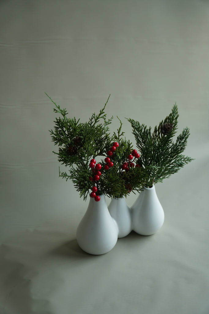Artificial/Faux Holiday Trio Bud Vase Bundle - Beaudry Flowers