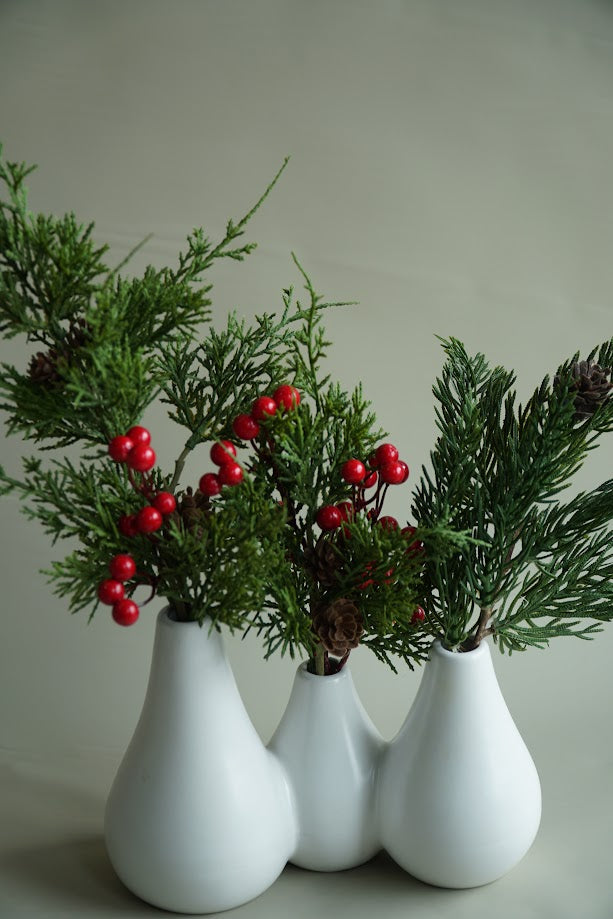 Artificial/Faux Holiday Trio Bud Vase Bundle - Beaudry Flowers
