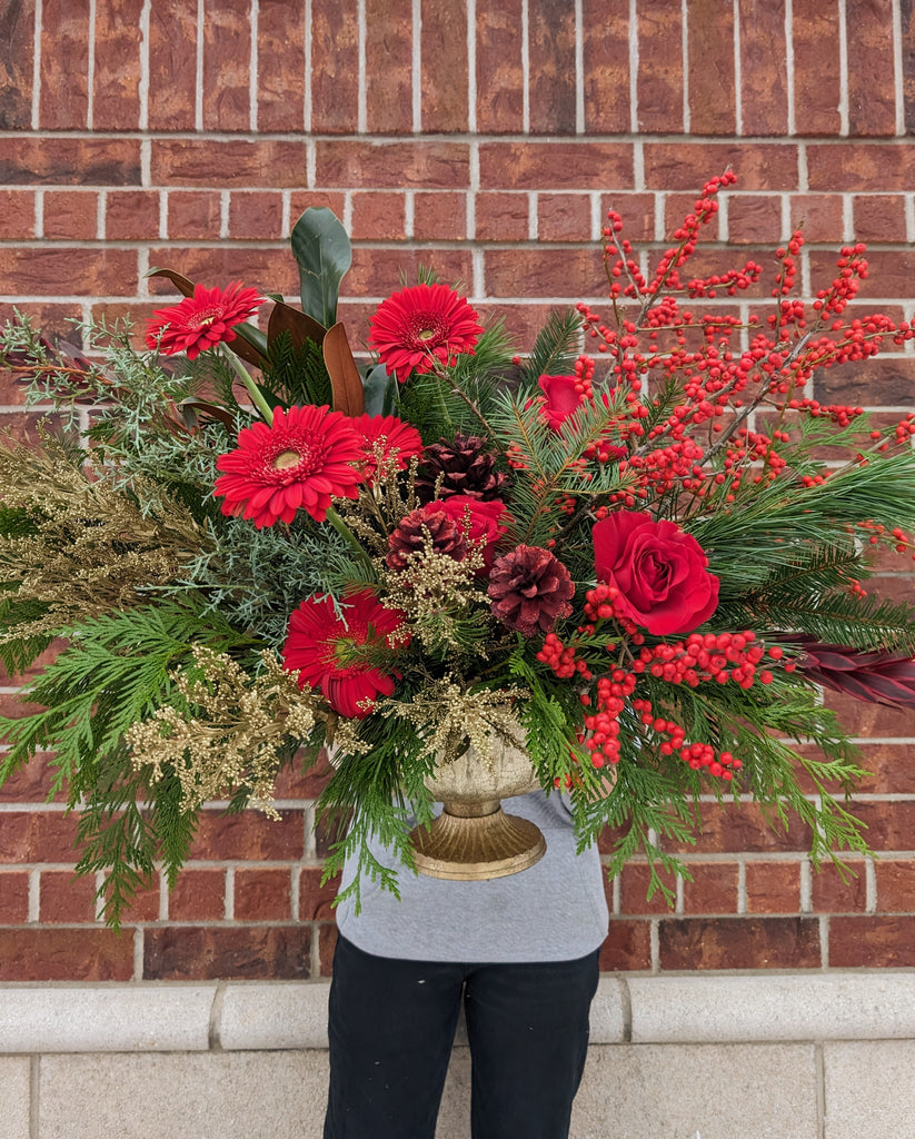 Ruby Red Festive Holiday Arrangement - Beaudry Flowers