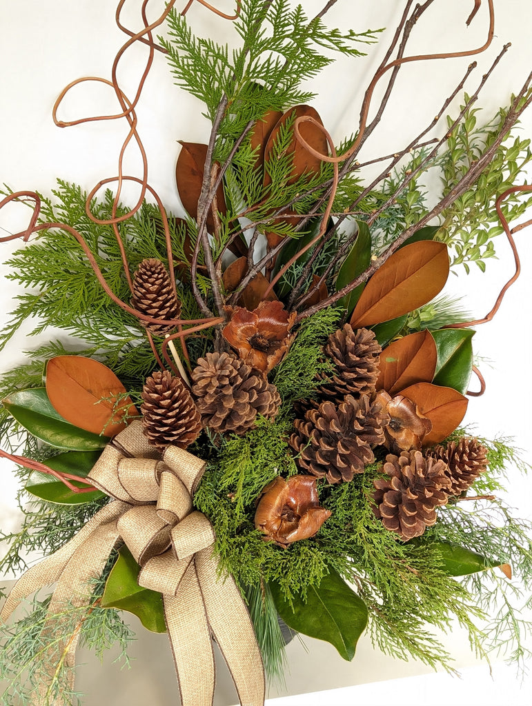 Woodsy Holiday Planter - Beaudry Flowers