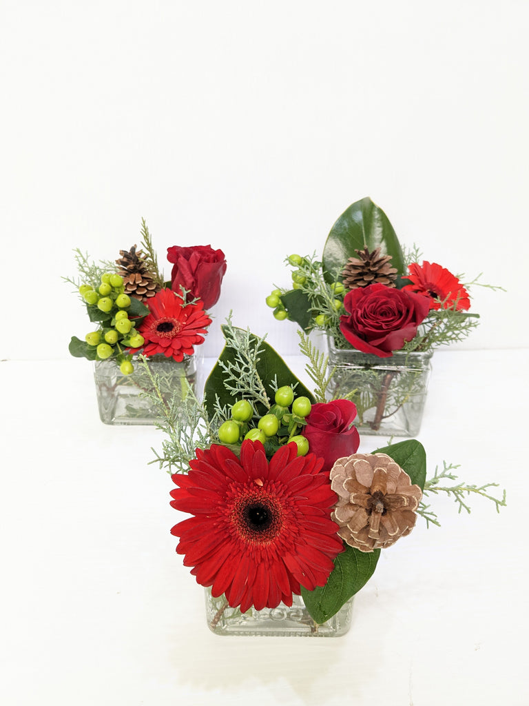 Set of 3 Small Holiday Arrangements - Beaudry Flowers