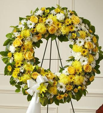 Serene Blessings Standing Wreath Bright - Yellow FNY-108 - Beaudry Flowers