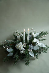 Artificial/Faux Holiday White/Silver Berry Centrepiece - Beaudry Flowers
