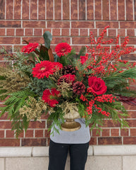 Ruby Red Festive Holiday Arrangement - Beaudry Flowers