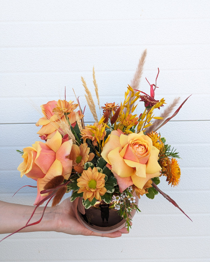 Copper Autumn Vase Arrangement - Beaudry Flowers