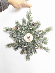 15.75" Frosted Pine Snowflake Ornament - Beaudry Flowers