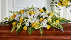 Golden Harmony Casket Spray - Beaudry Flowers
