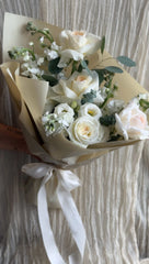 White O'Hara Garden Hand Tied Bouquet - Beaudry Flowers