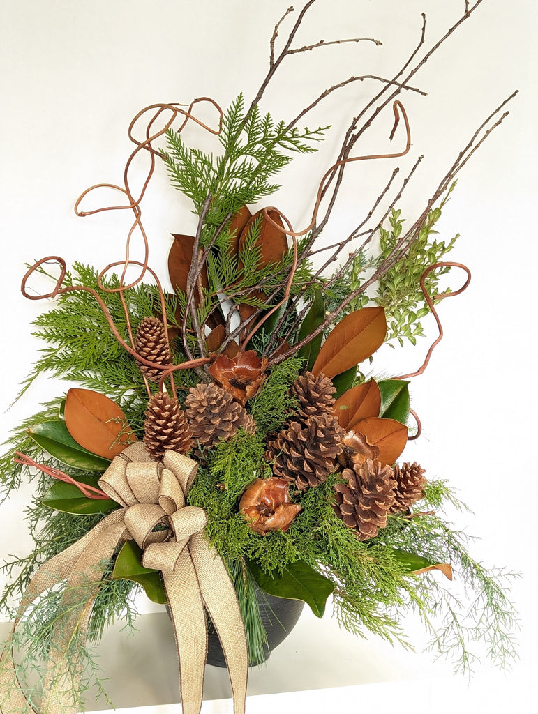 Woodsy Holiday Planter - Beaudry Flowers