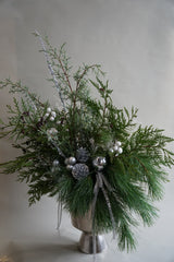The Pearly Silver Holiday Centrepiece - Beaudry Flowers