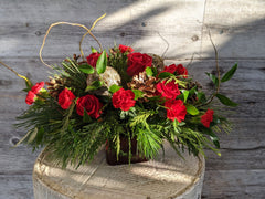 Red Cube Holiday Arrangement - Beaudry Flowers