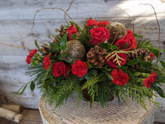 Red Cube Holiday Arrangement - Beaudry Flowers