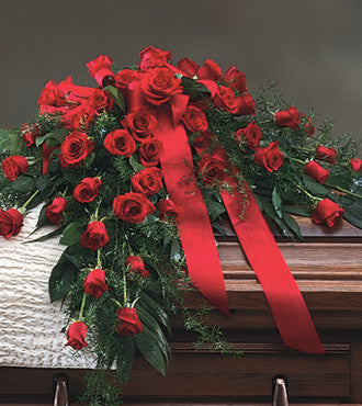 Casket Spray Red Roses - Beaudry Flowers