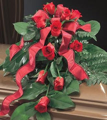 Casket Scarf Red Roses - Beaudry Flowers