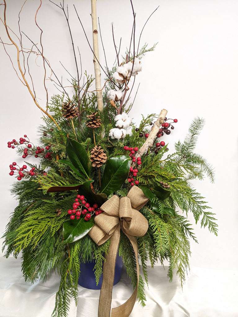 Holiday Red Berry Cotton Urn Planter (insert only) - Beaudry Flowers