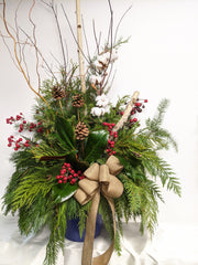 Holiday Red Berry Cotton Urn Planter (insert only) - Beaudry Flowers