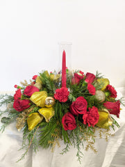 Golden Rouge Hurricane Centrepiece - Beaudry Flowers