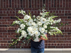 Grand All White & Curly Willow Arrangement - Beaudry Flowers