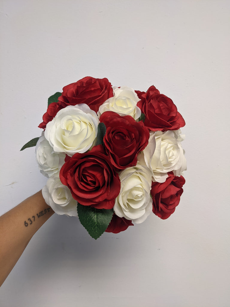 Artificial & Silk Classic Rose Bridal Bouquet - Beaudry Flowers