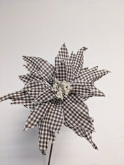 Decorative Checkered White + Brown Poinsettia - Beaudry Flowers