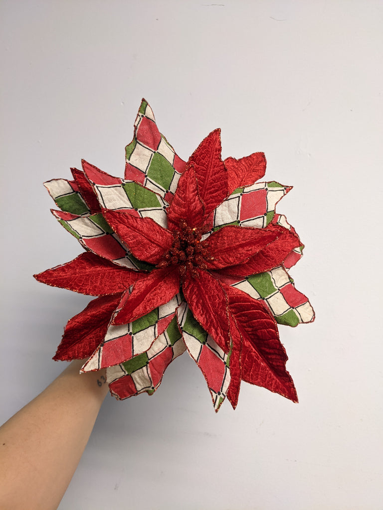 Decorative Plaid Poinsettia - Beaudry Flowers