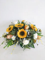 Artificial/Silk Sunflower Tombstone Arrangement