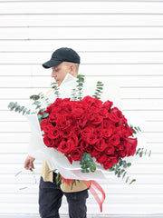 100 Premium Red Roses - Beaudry Flowers