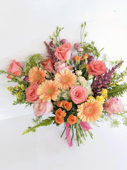 Hand-Tied Floral Coral Bouquet
