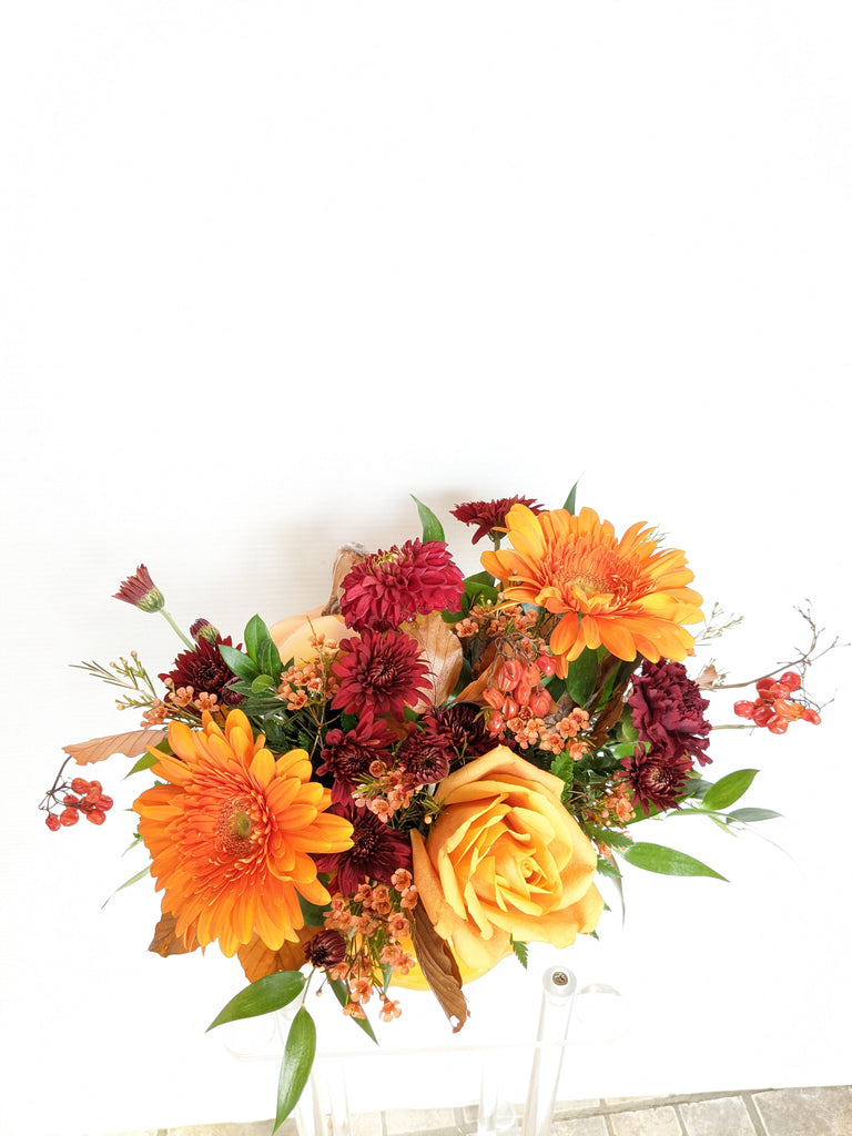Orange Fall Pumpkin Arrangement - Beaudry Flowers