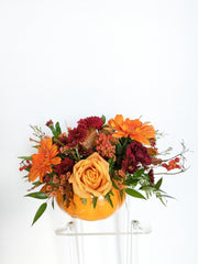 Orange Fall Pumpkin Arrangement - Beaudry Flowers