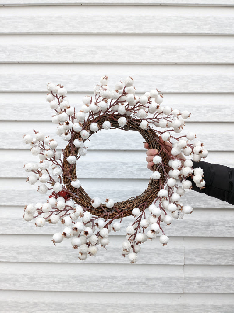 19.5" White Berry Wreath - Beaudry Flowers