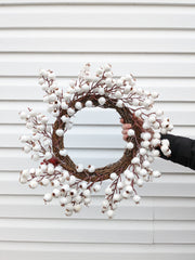 19.5" White Berry Wreath - Beaudry Flowers