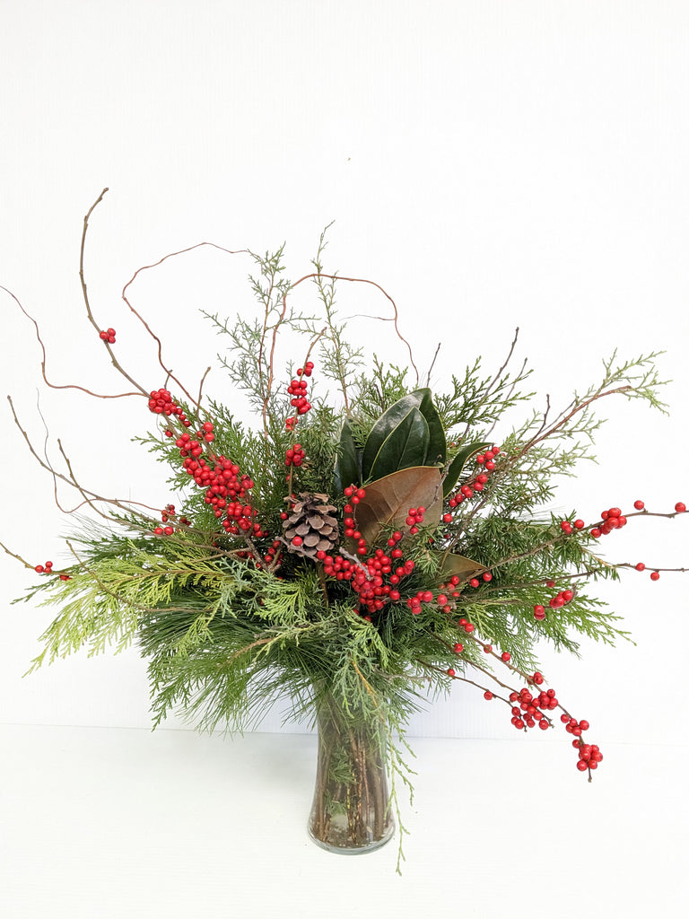 Holiday Evergreens & Berry Arrangement - Beaudry Flowers